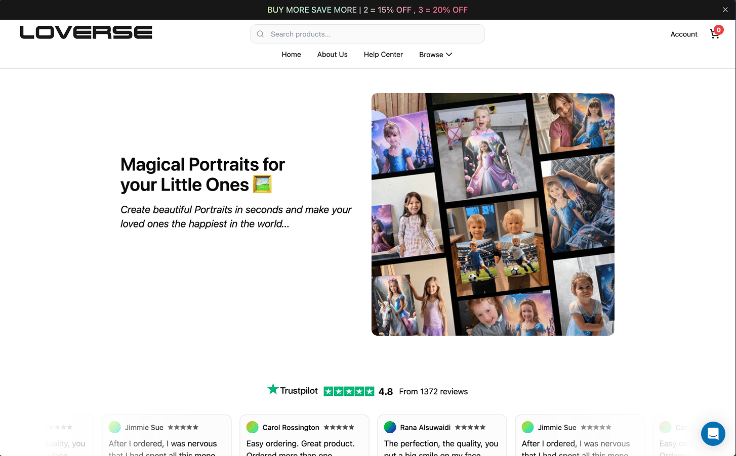 Loverse landing page